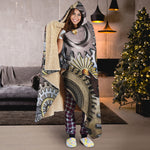 Steampunk Gears And Cogs Print Hooded Blanket