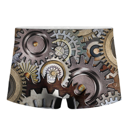 Steampunk Gears And Cogs Print Men's Boxer Briefs