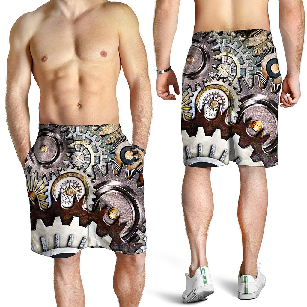 Steampunk Gears And Cogs Print Men's Shorts