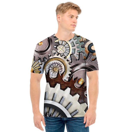 Steampunk Gears And Cogs Print Men's T-Shirt