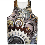 Steampunk Gears And Cogs Print Men's Tank Top