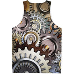 Steampunk Gears And Cogs Print Men's Tank Top