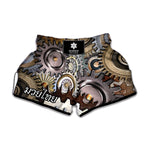 Steampunk Gears And Cogs Print Muay Thai Boxing Shorts
