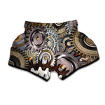Steampunk Gears And Cogs Print Muay Thai Boxing Shorts