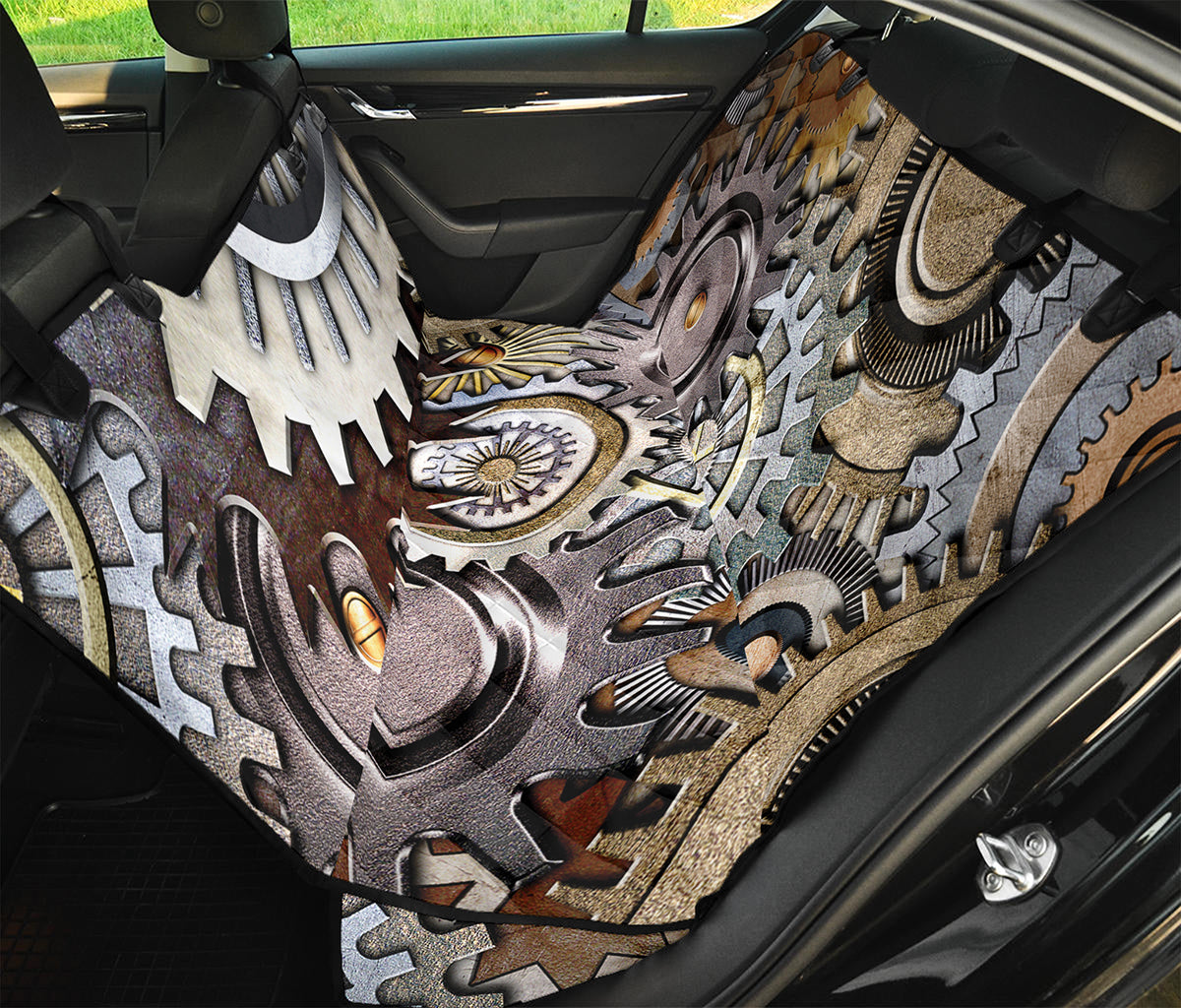 Steampunk Gears And Cogs Print Pet Car Back Seat Cover