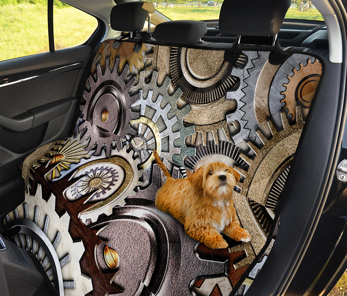 Steampunk Gears And Cogs Print Pet Car Back Seat Cover