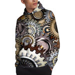 Steampunk Gears And Cogs Print Pullover Hoodie