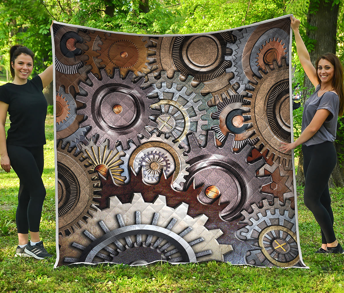 Steampunk Gears And Cogs Print Quilt
