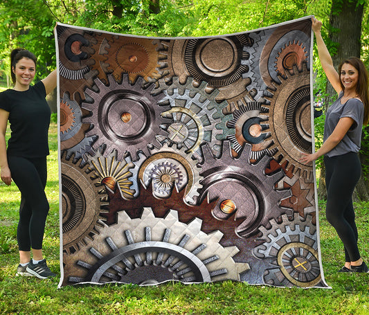 Steampunk Gears And Cogs Print Quilt