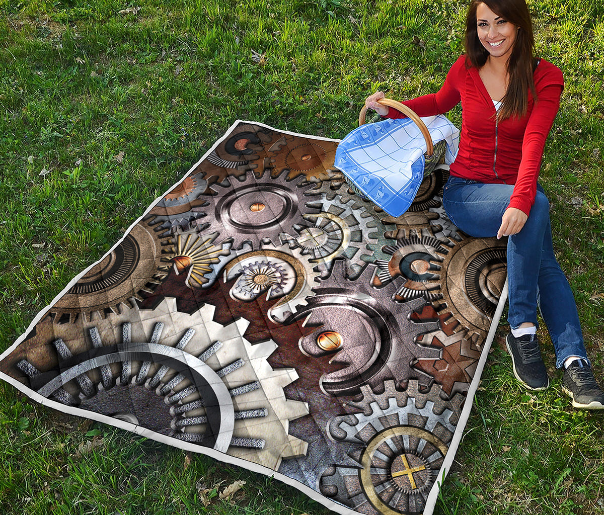 Steampunk Gears And Cogs Print Quilt