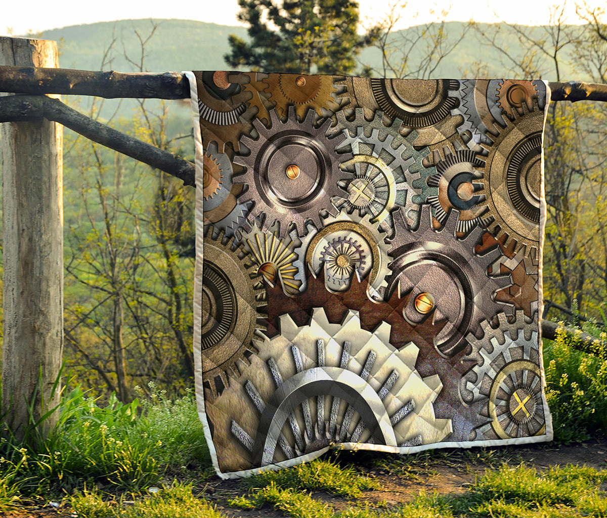 Steampunk Gears And Cogs Print Quilt