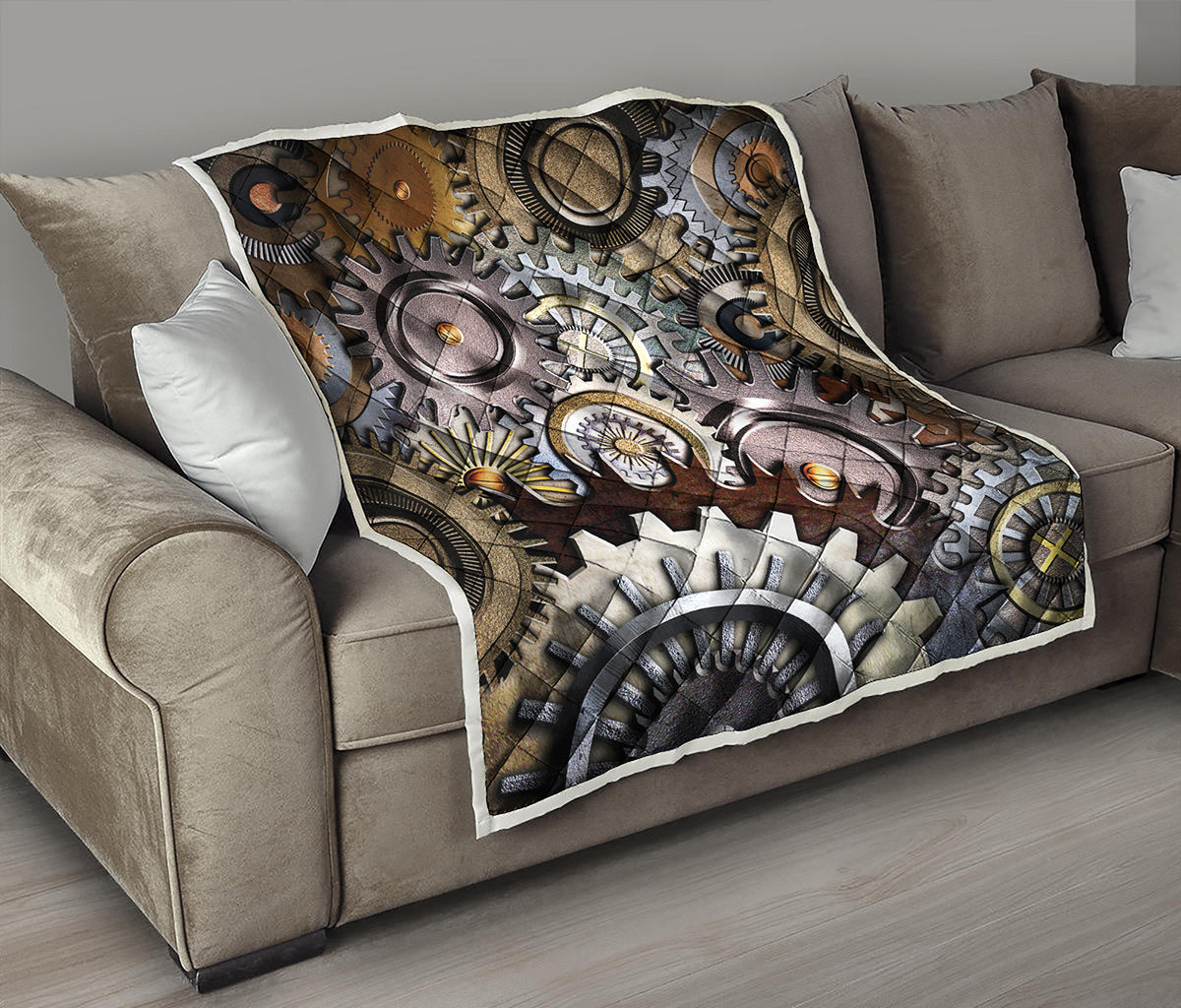 Steampunk Gears And Cogs Print Quilt