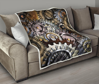 Steampunk Gears And Cogs Print Quilt