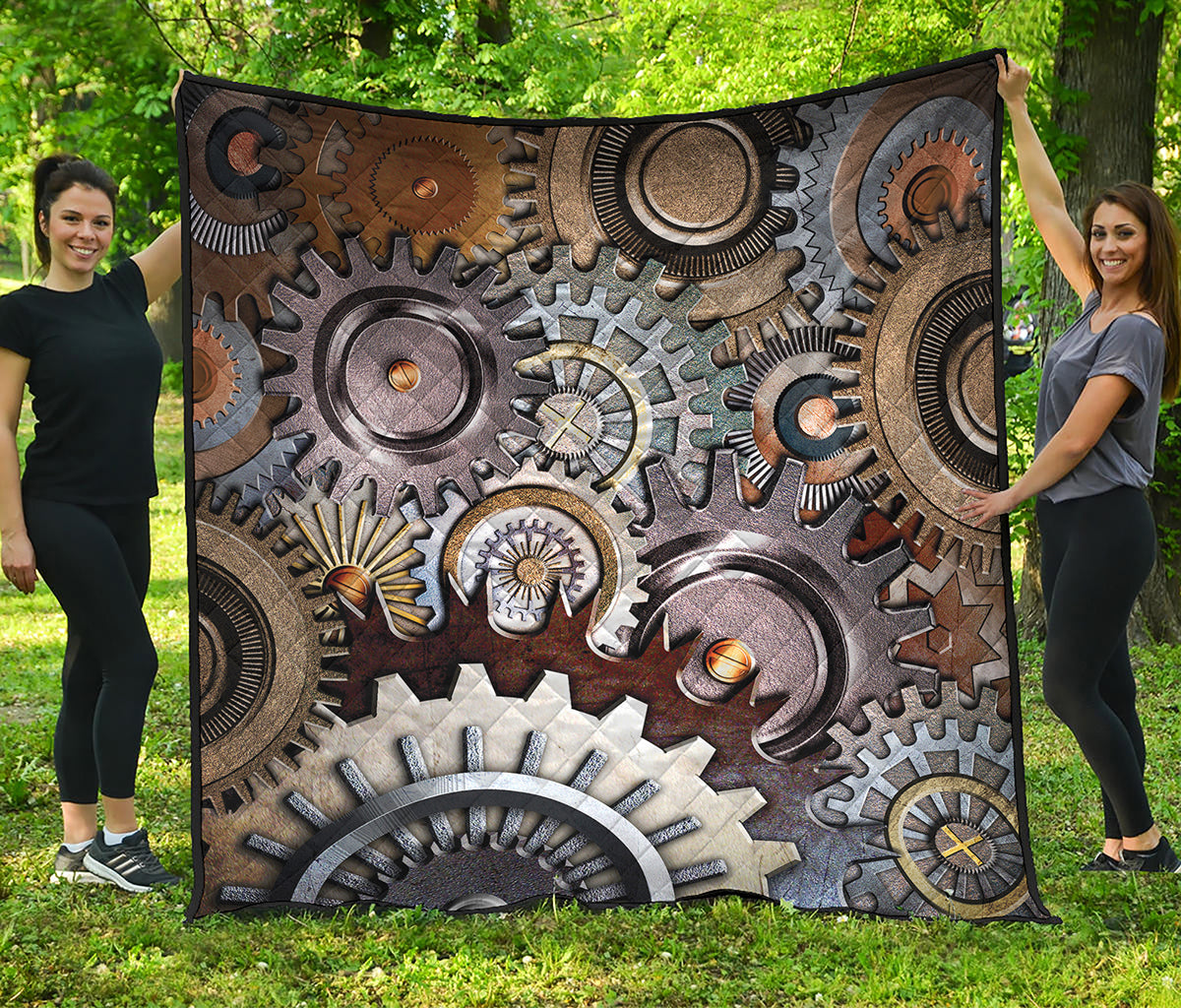 Steampunk Gears And Cogs Print Quilt