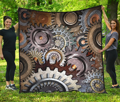 Steampunk Gears And Cogs Print Quilt