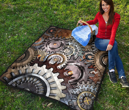 Steampunk Gears And Cogs Print Quilt