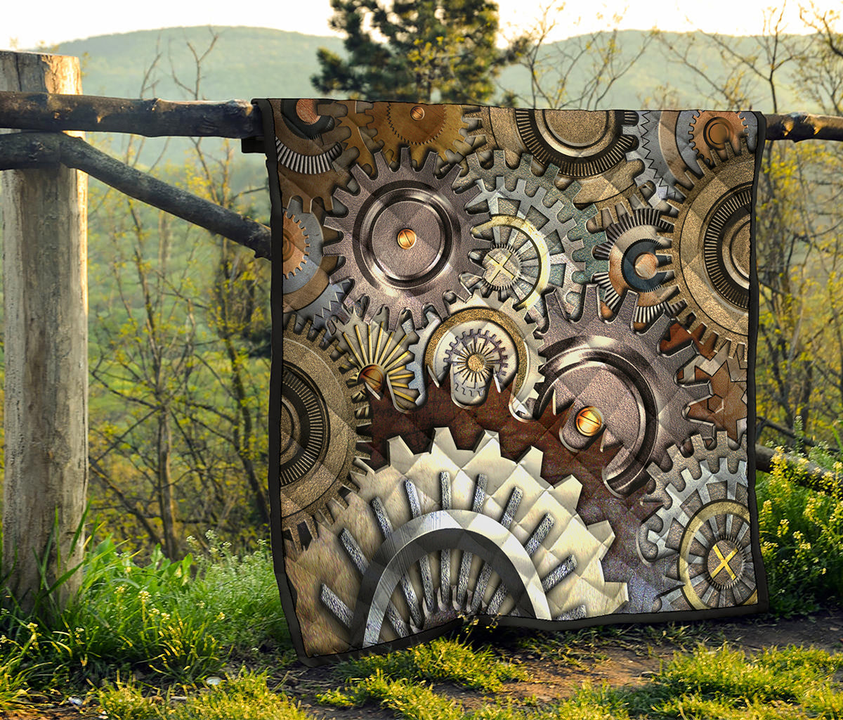 Steampunk Gears And Cogs Print Quilt