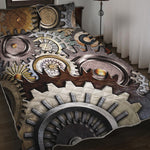 Steampunk Gears And Cogs Print Quilt Bed Set
