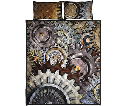 Steampunk Gears And Cogs Print Quilt Bed Set
