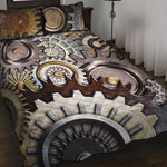 Steampunk Gears And Cogs Print Quilt Bed Set