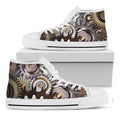 Steampunk Gears And Cogs Print White High Top Sneakers