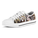 Steampunk Gears And Cogs Print White Low Top Shoes