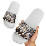Steampunk Gears And Cogs Print White Slide Sandals