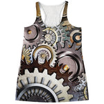 Steampunk Gears And Cogs Print Women's Racerback Tank Top