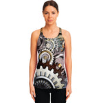 Steampunk Gears And Cogs Print Women's Racerback Tank Top