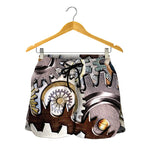 Steampunk Gears And Cogs Print Women's Shorts