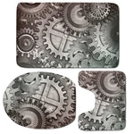 Steampunk Metal Gears Print 3 Piece Bath Mat Set