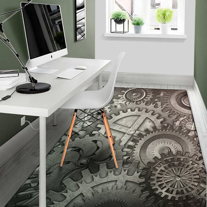 Steampunk Metal Gears Print Area Rug
