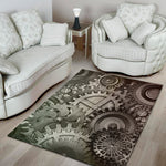 Steampunk Metal Gears Print Area Rug
