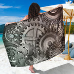 Steampunk Metal Gears Print Beach Sarong Wrap