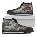 Steampunk Metal Gears Print Black High Top Sneakers
