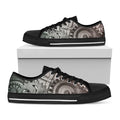 Steampunk Metal Gears Print Black Low Top Sneakers