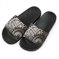 Steampunk Metal Gears Print Black Slide Sandals