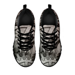 Steampunk Metal Gears Print Black Sneakers