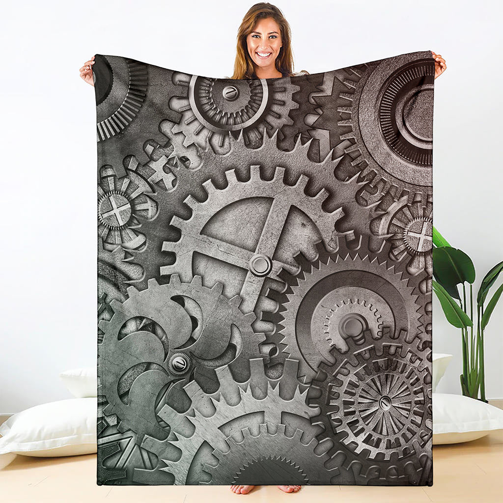 Steampunk Metal Gears Print Blanket