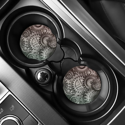 Steampunk Metal Gears Print Car Coasters