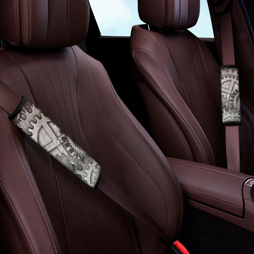 Steampunk Metal Gears Print Car Seat Belt Covers