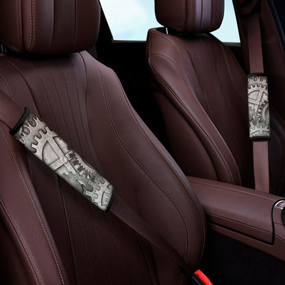 Steampunk Metal Gears Print Car Seat Belt Covers