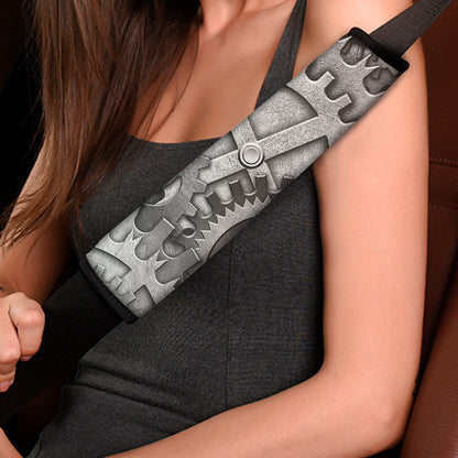 Steampunk Metal Gears Print Car Seat Belt Covers