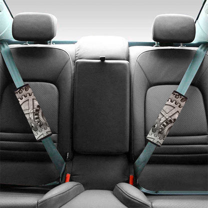 Steampunk Metal Gears Print Car Seat Belt Covers