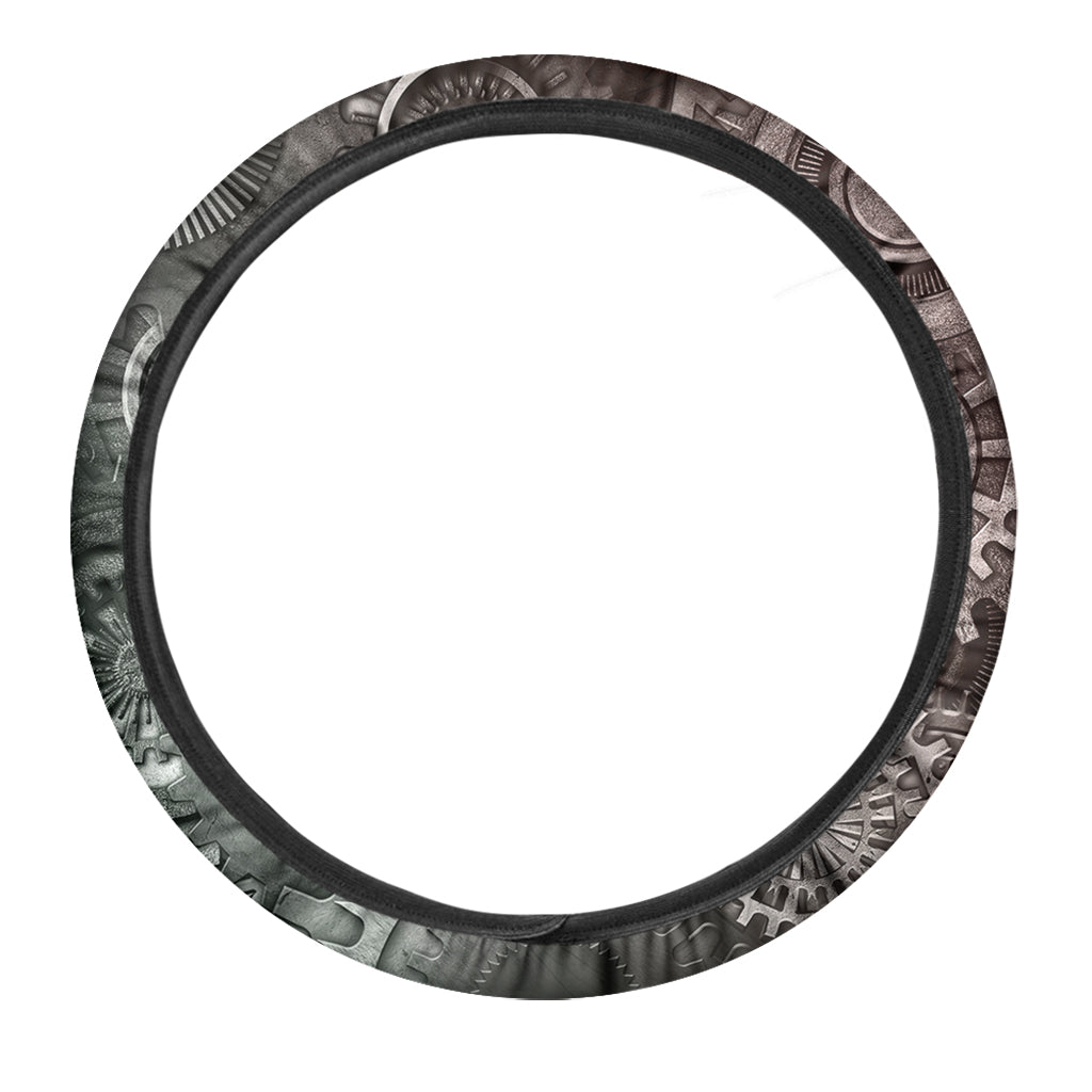 Steampunk Metal Gears Print Car Steering Wheel Cover