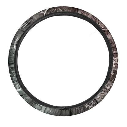 Steampunk Metal Gears Print Car Steering Wheel Cover