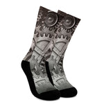 Steampunk Metal Gears Print Crew Socks