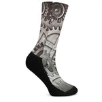 Steampunk Metal Gears Print Crew Socks