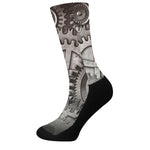 Steampunk Metal Gears Print Crew Socks