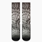 Steampunk Metal Gears Print Crew Socks